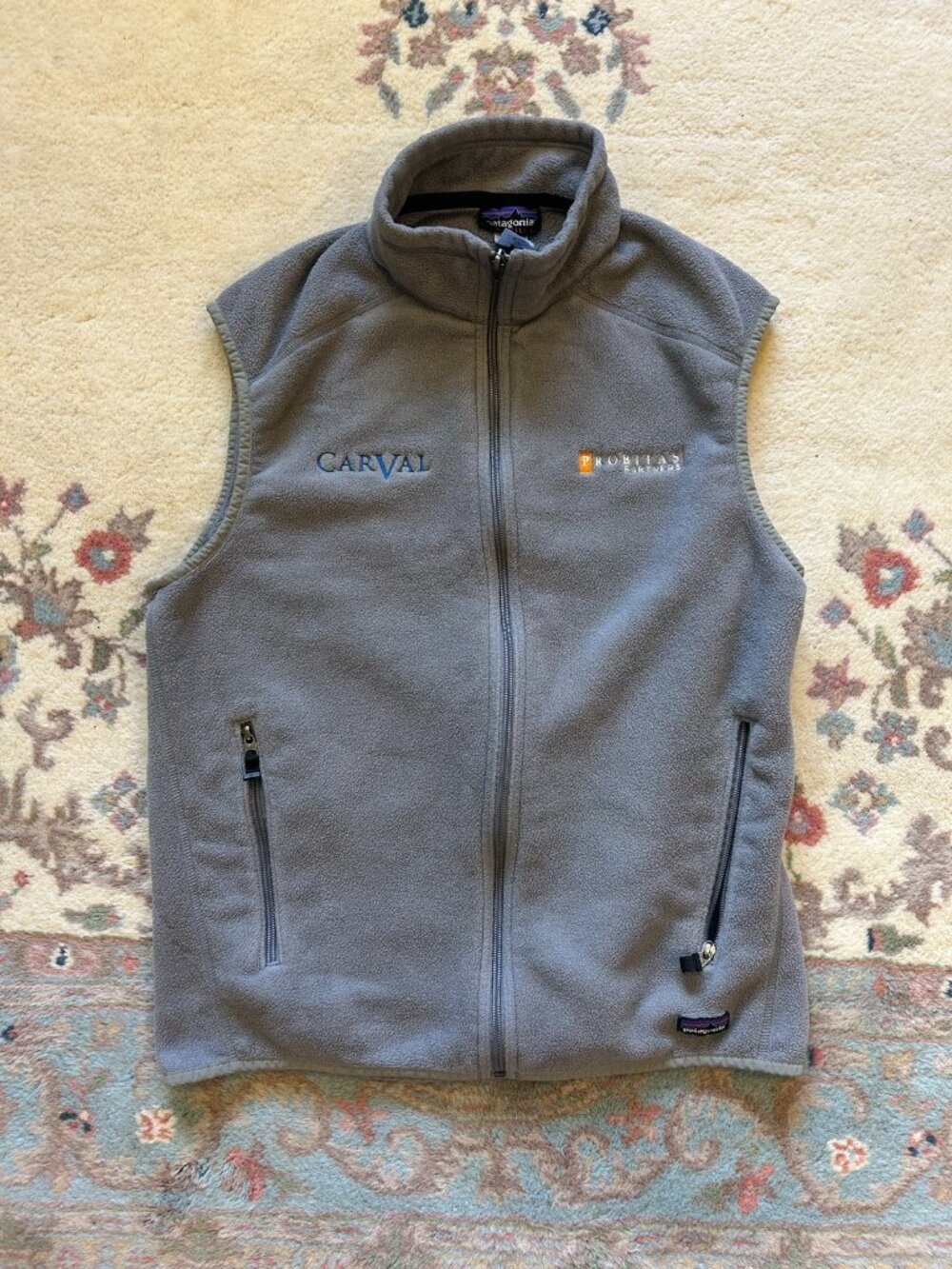 Patagonia Synchilla Fleece Vest Mens L Gray Full Zip Carval Probitas